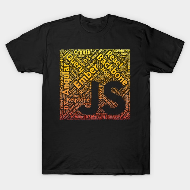 JavaScript Shirt | JS Framework Orange Yellow Gradient T-Shirt by TeesByJay